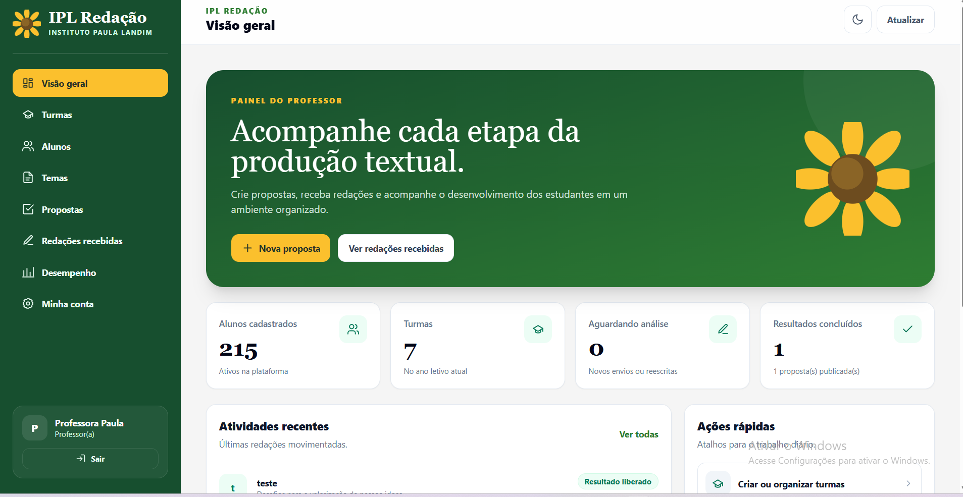 Prévia da plataforma de redação IPL